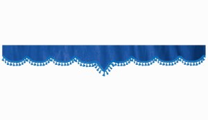 Wildlederoptik Lkw Scheibenbord&uuml;re mit Quastenbommel, doppelt verarbeitet dunkelblau blau V-Form 23 cm
