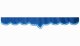 Wildlederoptik Lkw Scheibenbordüre mit Quastenbommel, doppelt verarbeitet dunkelblau blau V-Form 23 cm