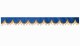 Wildlederoptik Lkw Scheibenbordüre mit Quastenbommel, doppelt verarbeitet dunkelblau caramel Bogenform 23 cm