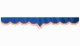 Wildlederoptik Lkw Scheibenbordüre mit Quastenbommel, doppelt verarbeitet dunkelblau orange V-Form 23 cm