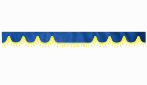 Wildlederoptik Lkw Scheibenbord&uuml;re mit Quastenbommel, doppelt verarbeitet dunkelblau gelb Wellenform 23 cm