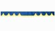 Wildlederoptik Lkw Scheibenbordüre mit Quastenbommel, doppelt verarbeitet dunkelblau gelb Wellenform 23 cm