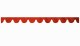 Wildlederoptik Lkw Scheibenbordüre mit Quastenbommel, doppelt verarbeitet rot weiß Bogenform 23 cm