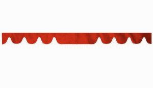 Wildlederoptik Lkw Scheibenbord&uuml;re mit Quastenbommel, doppelt verarbeitet rot wei&szlig; Wellenform 23 cm