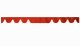 Wildlederoptik Lkw Scheibenbordüre mit Quastenbommel, doppelt verarbeitet rot weiß Wellenform 23 cm