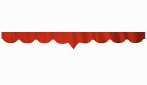 Wildlederoptik Lkw Scheibenbordüre mit Quastenbommel, doppelt verarbeitet rot weiß V-Form 23 cm
