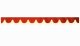 Skivbård med tofs och pompom, dubbelförädlad röd beige bågform 23 cm