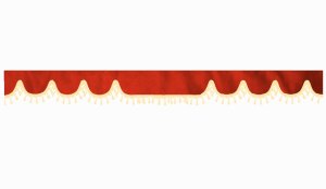 Wildlederoptik Lkw Scheibenbord&uuml;re mit Quastenbommel, doppelt verarbeitet rot beige Wellenform 23 cm