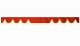 Wildlederoptik Lkw Scheibenbordüre mit Quastenbommel, doppelt verarbeitet rot beige Wellenform 23 cm