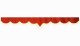 Wildlederoptik Lkw Scheibenbordüre mit Quastenbommel, doppelt verarbeitet rot beige V-Form 23 cm