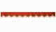 Wildlederoptik Lkw Scheibenbordüre mit Quastenbommel, doppelt verarbeitet rot braun Bogenform 23 cm