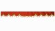 Wildlederoptik Lkw Scheibenbordüre mit Quastenbommel, doppelt verarbeitet rot braun Wellenform 23 cm