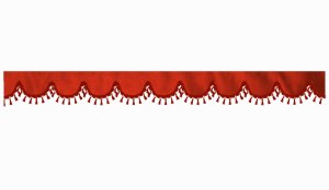Wildlederoptik Lkw Scheibenbord&uuml;re mit Quastenbommel, doppelt verarbeitet rot bordeaux Bogenform 23 cm