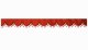 Wildlederoptik Lkw Scheibenbordüre mit Quastenbommel, doppelt verarbeitet rot bordeaux Bogenform 23 cm