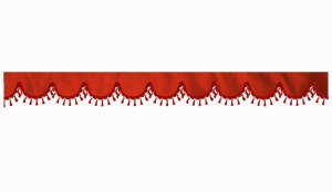 Skivbård med tofs och pompom, dubbelt bearbetad, röd, röd, bågformad 23 cm