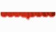 Wildlederoptik Lkw Scheibenbordüre mit Quastenbommel, doppelt verarbeitet rot rot V-Form 23 cm