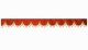 Wildlederoptik Lkw Scheibenbordüre mit Quastenbommel, doppelt verarbeitet rot caramel Bogenform 23 cm