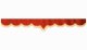 Wildlederoptik Lkw Scheibenbordüre mit Quastenbommel, doppelt verarbeitet rot caramel V-Form 23 cm
