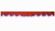Wildlederoptik Lkw Scheibenbordüre mit Quastenbommel, doppelt verarbeitet rot flieder Wellenform 23 cm