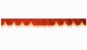 Wildlederoptik Lkw Scheibenbordüre mit Quastenbommel, doppelt verarbeitet rot orange Wellenform 23 cm