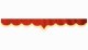 Wildlederoptik Lkw Scheibenbordüre mit Quastenbommel, doppelt verarbeitet rot gelb V-Form 23 cm