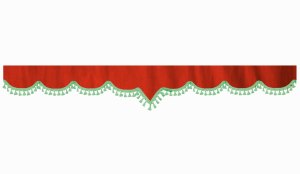 suedelook truck pane border with bobble, Double processed red green V-form 23 cm