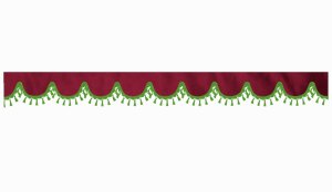 suedelook truck pane border with bobble, Double processed bordeaux green shape 23 cm