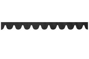 Wildlederoptik Lkw Scheibenbord&uuml;re mit Quastenbommel, doppelt verarbeitet anthrazit-schwarz wei&szlig; Bogenform 18 cm
