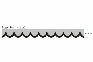 Wildlederoptik Lkw Scheibenbord&uuml;re mit Quastenbommel, doppelt verarbeitet anthrazit-schwarz wei&szlig; Bogenform 18 cm