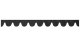 Wildlederoptik Lkw Scheibenbordüre mit Quastenbommel, doppelt verarbeitet anthrazit-schwarz weiß Bogenform 18 cm