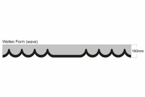 Wildlederoptik Lkw Scheibenbord&uuml;re mit Quastenbommel, doppelt verarbeitet anthrazit-schwarz wei&szlig; Wellenform 18 cm