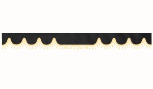 Wildlederoptik Lkw Scheibenbordüre mit Quastenbommel, doppelt verarbeitet anthrazit-schwarz beige Bogenform 18 cm