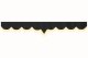 Skivbård med tofsad pompom, dubbelt bearbetad antracit-svart-beige V-formad 18 cm