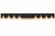Wildlederoptik Lkw Scheibenbordüre mit Quastenbommel, doppelt verarbeitet anthrazit-schwarz caramel Wellenform 18 cm