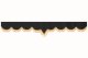 Skivbård i mockalook med tofsad pompom, dubbelarbetad antracit-svart karamell V-form 18 cm
