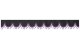 Skivbård med tofsad pompom, dubbelarbetad antracit-svart lila bågform 18 cm