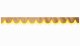 Wildlederoptik Lkw Scheibenbordüre mit Quastenbommel, doppelt verarbeitet caramel gelb Bogenform 18 cm