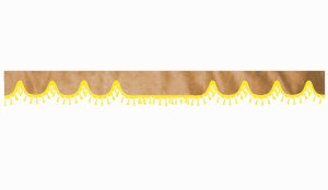 Disco in camoscio con pompon in nappina, doppia finitura giallo caramello a forma di onda 18 cm