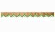 Wildlederoptik Lkw Scheibenbordüre mit Quastenbommel, doppelt verarbeitet caramel grün Bogenform 18 cm