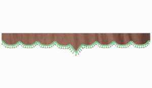 suedelook truck pane border with bobble, Double processed grizzly green V-form 18 cm