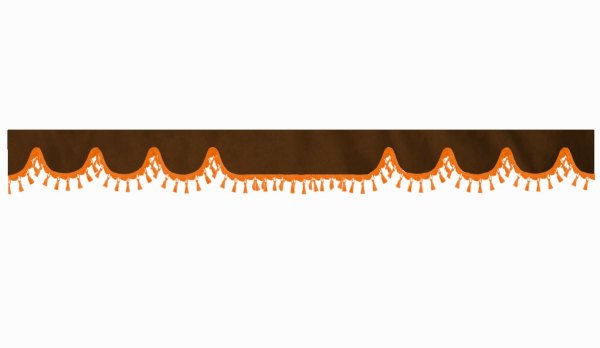 Disco in camoscio con pom-pom in nappa, doppia lavorazione marrone scuro arancione a forma di onda 18 cm