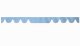 Wildlederoptik Lkw Scheibenbordüre mit Quastenbommel, doppelt verarbeitet hellblau weiß Wellenform 18 cm