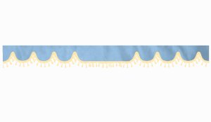 suedelook truck pane border with bobble, Double processed light blue beige Wave form 18 cm