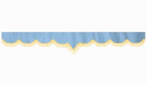 suedelook truck pane border with bobble, Double processed light blue yellow V-form 18 cm