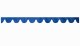 Wildlederoptik Lkw Scheibenbordüre mit Quastenbommel, doppelt verarbeitet dunkelblau weiß Bogenform 18 cm