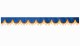 Wildlederoptik Lkw Scheibenbordüre mit Quastenbommel, doppelt verarbeitet dunkelblau orange Bogenform 18 cm