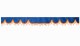 Wildlederoptik Lkw Scheibenbordüre mit Quastenbommel, doppelt verarbeitet dunkelblau orange Wellenform 18 cm
