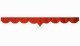 Wildlederoptik Lkw Scheibenbordüre mit Quastenbommel, doppelt verarbeitet rot weiß V-Form 18 cm