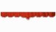 Wildlederoptik Lkw Scheibenbordüre mit Quastenbommel, doppelt verarbeitet rot bordeaux V-Form 18 cm