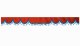 Wildlederoptik Lkw Scheibenbordüre mit Quastenbommel, doppelt verarbeitet rot blau Wellenform 18 cm